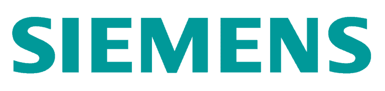 Blaue Siemens-Logo auf weißem Hintergrund.