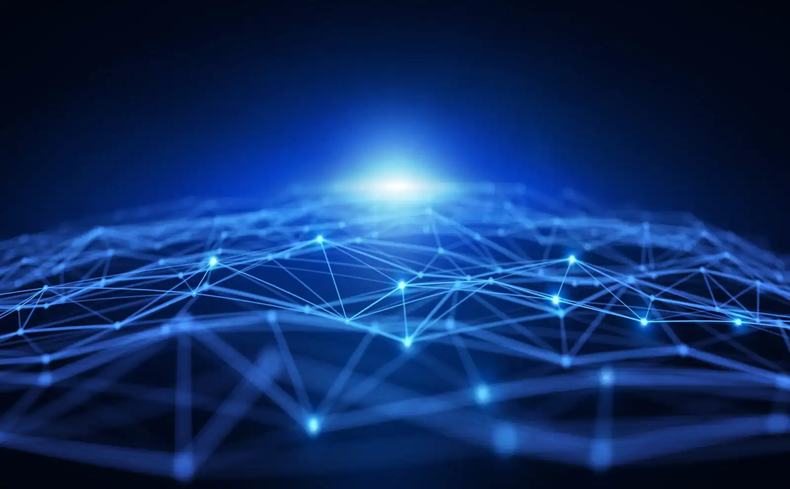 Digital vernetzte Datenpunkte und Netzwerkverbindung, abstrakte Darstellung.
