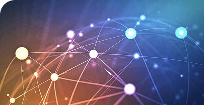 Digitale Netzwerkverbindung mit leuchtenden Knoten und Linien.