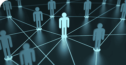 Vernetzte digitale Welt mit verbundenen Menschen im Netzwerk.