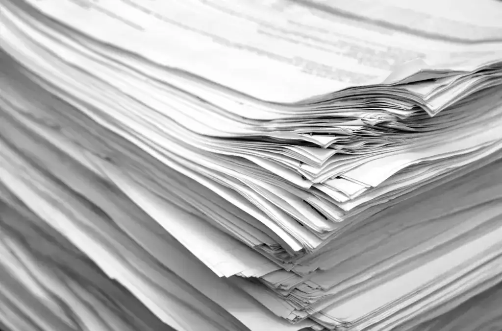 Haufen von durcheinander geworfenen Papierblättern.
